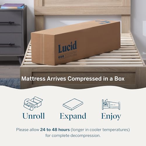 Lucid 5 Inch Memory Foam Mattress – Low Profile - Firm Feel - Infused with Bamboo Charcoal and Gel - Bed in a Box - Temperature Regulating - Breathable - Twin XL Size