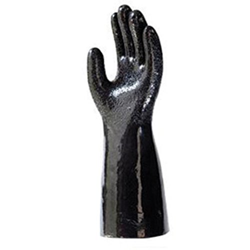 SHOWA Size 8 Black 355mm Polyester Lined 15 Gauge Unsupported Engineered Yarn Neoprene Fully Coated Chemical Resistant Gloves