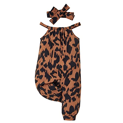 Image of Magic Park Newborn Baby Girl Clothes Romper Bodysuit Infant Girl Jumpsuit Clothing Outfit Set (0045B-Romper-Brown, 3-6 Months)