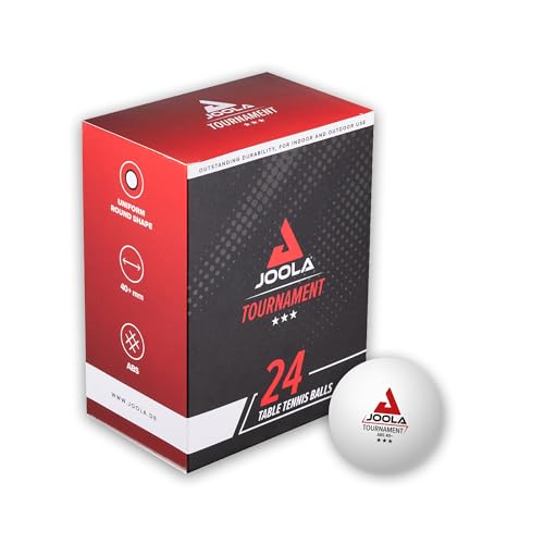 JOOLA Tournament - Pelotas de Ping Pong seleccionadas de 40 mm de diámetro, 3 Estrellas, compatibles con Interiores y Exteriores, Color Blanco