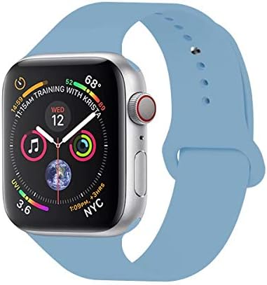 YC YANCH Compatible with for Apple Watch Band 38mm 40mm, Soft Silicone Sport Band Replacement Wrist Strap Compatible with for iWatch Series 5/4/3/2/1, Nike+, Sport, Edition, S/M, Cornflower