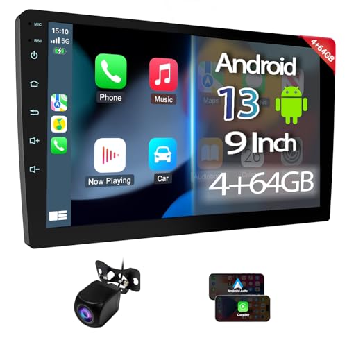Haudio 9" Double Din Car Stereo with Wireless Apple CarPlay/Android Auto, HD Touchscreen Car Radio with Octa-Core, Mirror Link, 4+64GB, BT 5.1, Backup Camera, GPS, FM/AM Radio for All Vehicles