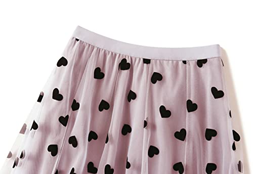 Saia feminina evasê NJNJGO, tutu de tule em camadas, saia evasê de malha flocada, cintura elástica,