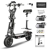 Toursor Electric Scooter with Seat for Adults, 72V 10000W Dual Motor Up to 65MPH 40Ah Battery 75 Miles Range,with 14' Off-Road Tires, Foldable