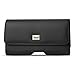 Reiko Wireless Leather Horizontal Phone Pouch with Card Holder 7.0X3.86X0.71 Belt Clip for Galaxy Mega 3 Devices - Black,HP500B-703907BK