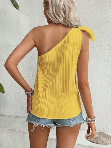 Milumia Women's Swiss Dots One Shoulder Top Casual Knot Sleeveless Blouse Tank Tops2