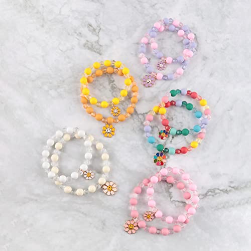 Image of RIAH FASHION Inspirational Multi Layer Bead Stacking Strand Stretch Statement Bracelets - Religious Message, Boho Wood Slip-on Cuff Christian Prayer Bangle Set