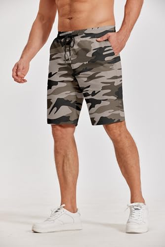 Image of COOFANDY Mens Casual Shorts Cotton Elastic Waist Drawstring Shorts Lightweight Summer Beach Shorts