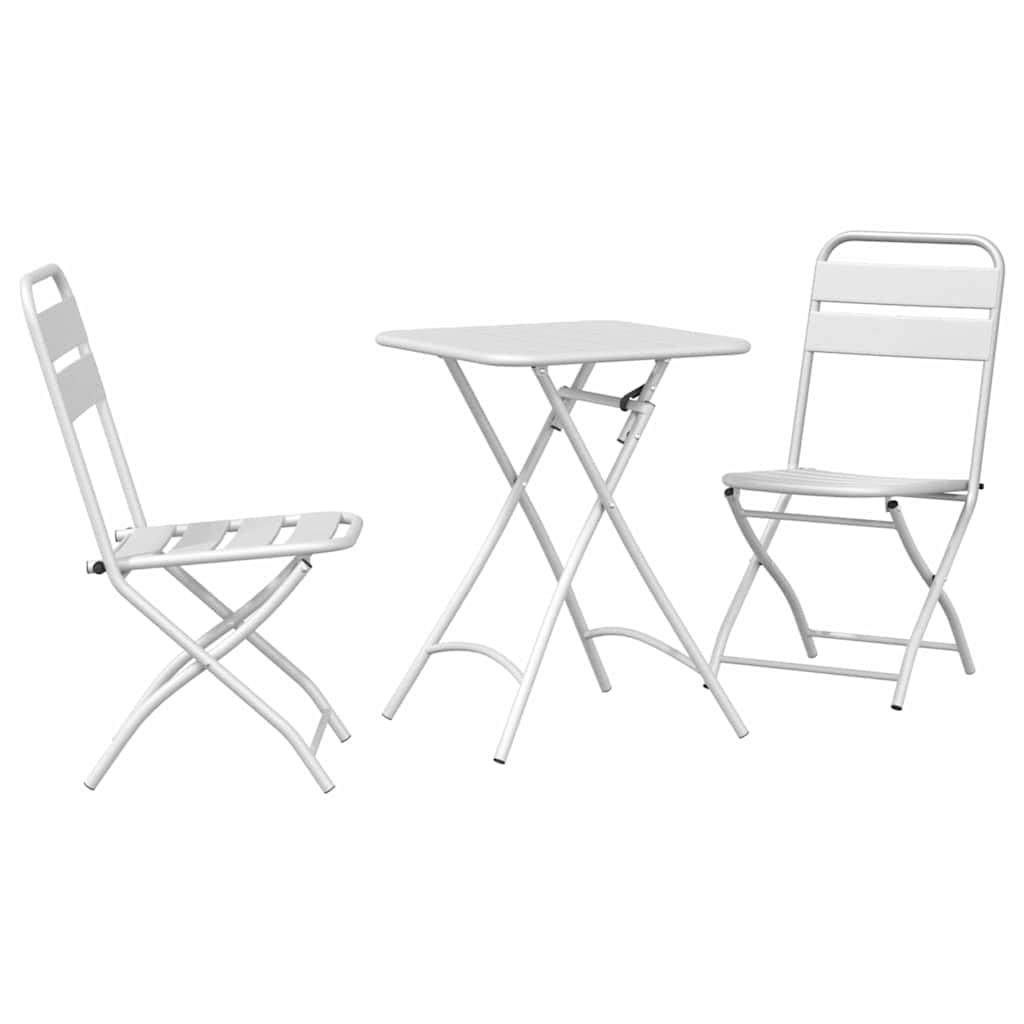 Set Bistrot Pieghevole 3 Pezzi Bianco Acciaio