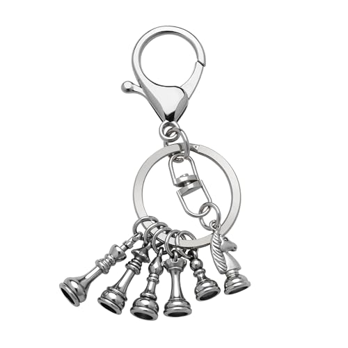 Kilener Chess Keychain for Men Women Birthday Gifts for Best Friends Kids Chess Lovers Silver Key Chain Accessories Bag Charms for Handbags