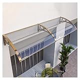 ALDFZ Vordächer für Außentüren Terrassenfenster Tür Vordach Aluminiumhalterung Pultbogenvordach Überdachung Sonnenschutz Regenschutz Vordach, 23 Größen (Color : Champagne Gold, Size : 120x200cm)
