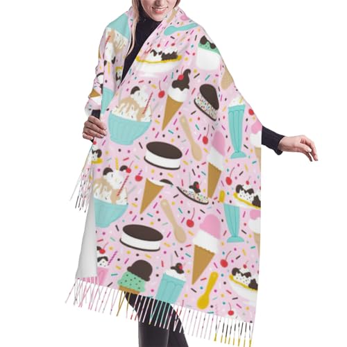 Alpaca And Cactus Print Tassel Scarf -Women'S Thick Large Blanket Shawl Scarf Winter Warm Shawl Scarf,