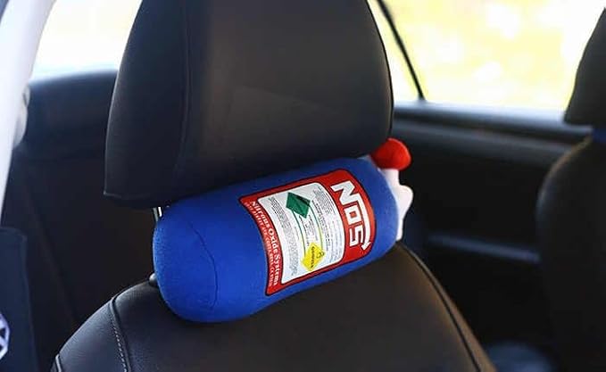 THE CAR BODY SHOP NOIS Blue Toys NOS Nitrous Oxide Bottle Soft Turbo Gifts Decor Headrest Neck Rest Pillow (Set of 2 NOIS)