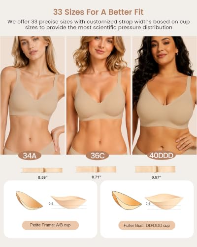 Image of As Fairy Wireless Bras for Women Full Coverage Seamless Comfort T-Shirt Bra