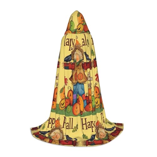 FHIZOAL Capa con capucha Happy Fall para adolescentes, para fiestas temáticas, cosplay, carnaval, disfraz de bruja y vampiros