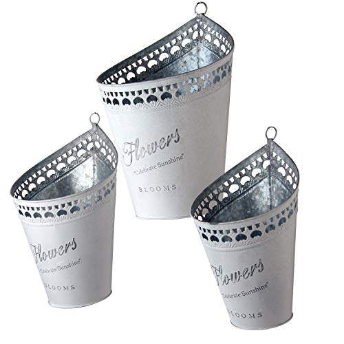 National Tree Company Wall Planter Décor | Includes Hanging Loops | 3-Piece Assorted Tin Pot Set