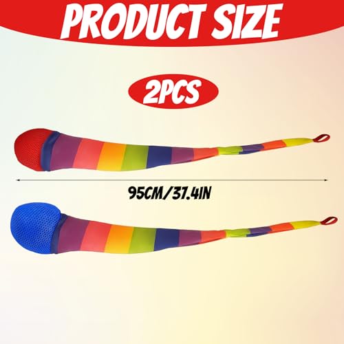 ZocRjvN Regenbogenball, 2 Stück Flummi Mit Schweif Für Gartenspiele Für Kinder, Tiefblau Und Rot, 95cm Oxford-Stoff Bälle Zur Förderung Der Hand-Auge-Koordination, Ideal Für 3-8 Jahre Alte Kinder
