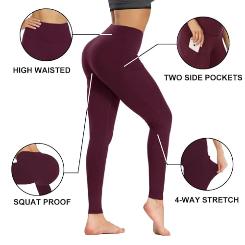 GAYHAY High Waist Yoga Pants with Pockets, Leggings for Women Tummy Control Compression Workout Leggings for Women