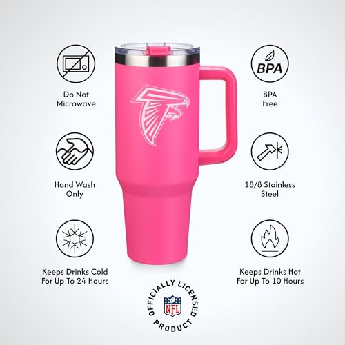 Image of The Memory Company Officially Licensed NFL - Atlanta Falcons 40oz Pink Game Day Tumbler with Team Logo