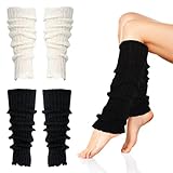 Soleeya 2 Pares Calentadores Piernas Mujer Invierno Calcetines Largos de Piernas de Punto para Invierno, Leg Warmers Elasticidad Calentadores Calentadores de Rodilla para Botas(2 Colores)