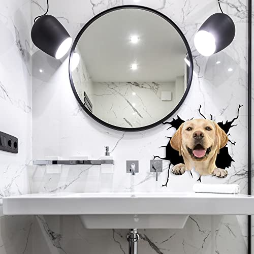 KedAiKJ 3D-Auto-Dekoration, Labrador, Riss, Vinyl, Hund, Fenster, Stoßstange, Aufkleber (25,4 x 25,4 cm)
