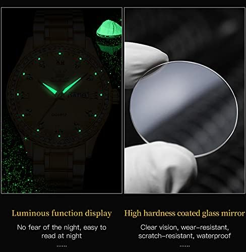 Image showing luminous watch hands in the dark and a high hardness coated glass mirror