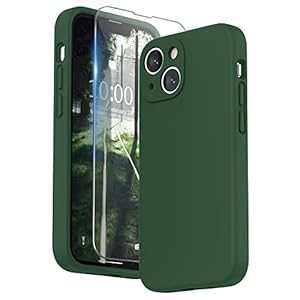 SURPHY Siliconen Hoesje voor iPhone 13 Mini(5,4″), Vloeibaar Siliconen Schokbestendige Case met Microvezel Voering（Individuele Bescherming voor Elke Lens）voor iPhone 13 Mini (Groen)