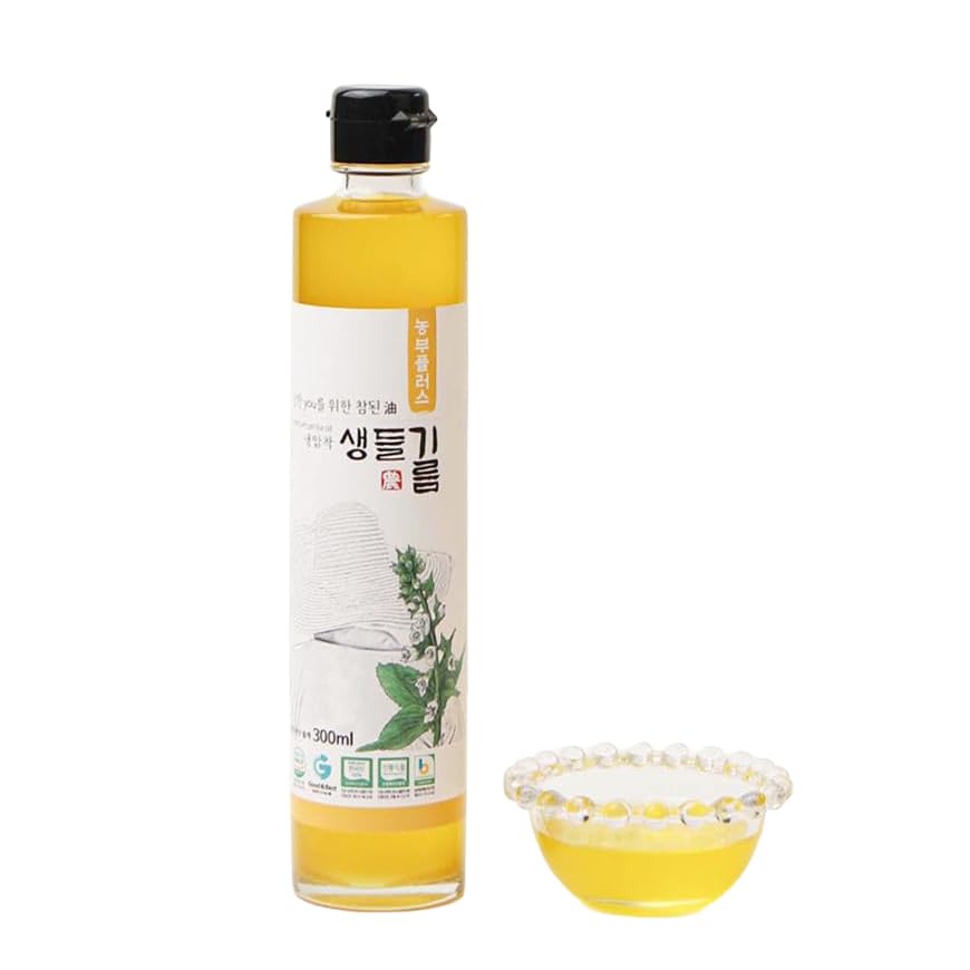 NONGBU PLUS Cold Pressed Raw Perilla Oil, 10.14 Fl Oz (300ml) 한국산 저온압착 생들기름 – 100% Pure Perilla Seed Oil, Korean-Style, Rich & Nutty Flavor