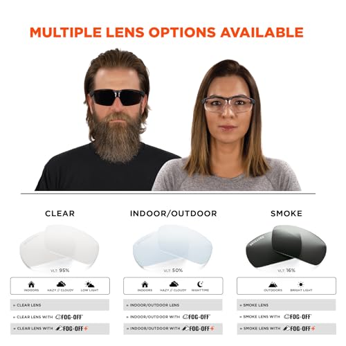 Image of Ergodyne Skullerz Dellenger Anti Scratch Safety Glasses with Adjustable Temples, Anti Fog, z87