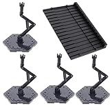 Bioristar HG RG Hobby Action Base Gundam Model Stand Hobby Display Stand Model Pieces Shelves Plastic Rack Organizer (1/144 Scale) (4 pack Black with 1 pack shelf)