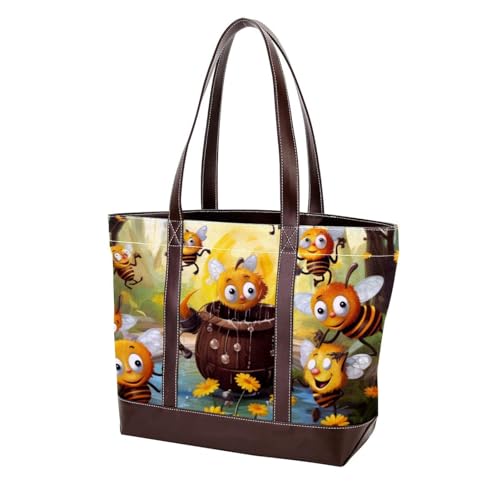 Sac en toile motif abeille idéal pour les cours les courses et le bureau au quotidien