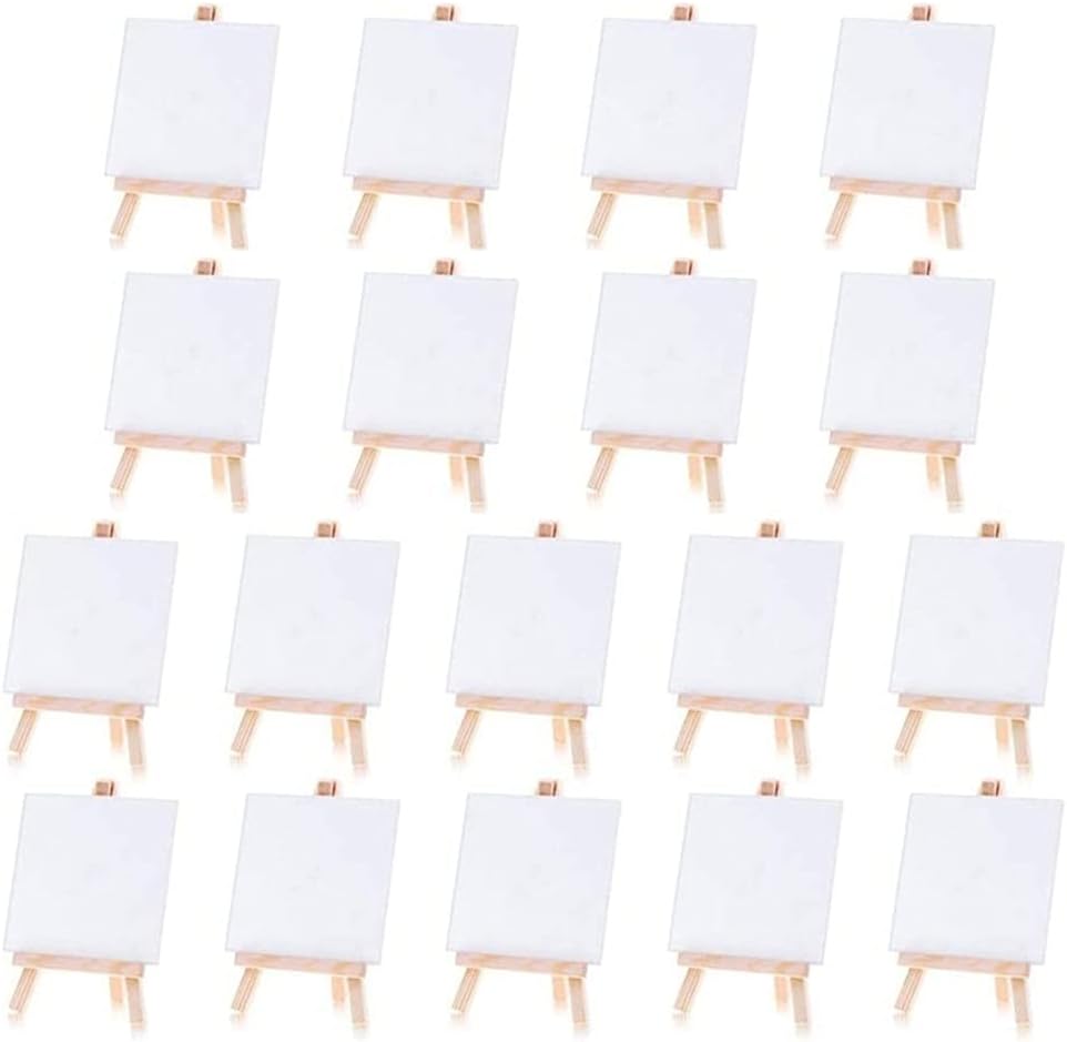 HBJWOV Children's Painting Canvas Easel, 18Pcs Mini Painting Canvas Painting Set Painting Craft Drawing for Children's Painting