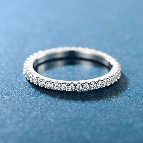 Mdfun 14K White Gold Plated Cubic Zirconia Eternity Ring For Women (8) #TOP2