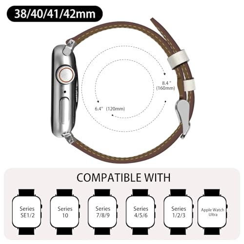 Premium Italy Leather Bands Compatible with Apple Watch Band 40mm 38mm 41mm 42mm 44mm 45mm 46mm 49mm Women Men, Soft Leather Replacement Straps for iWatch Series 12 11 10 9 8 7 6 5 Ultra 4 SE 3 2 1 by Ovawda - Used condition - Image 4