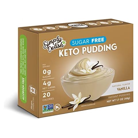 Simply Delish Natural Instant Vanilla Pudding - Sugar Free, Non GMO, Gluten Free, Fat Free, Vegan, Keto Friendly - 1.7 OZ (Pack of 1) Cover
