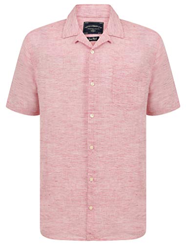 Tokyo Laundry Men's Cuban Collar Short Sleeve Linen Cotton Blend Shirt - Pink - S