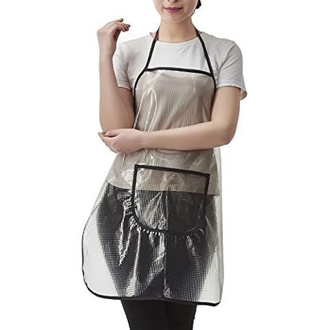 Colorfulife Professional Salon Apron Hair Stylist Hairdressing Dyeing Wrap Cape,Adjustable Barber Transparent Embossing Aprons with 1 Pocket (Transparent gray) Cover