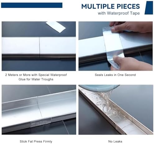 Stainless Steel Channel Drain Kit - Customizable Trench Drain for Patios, Yards & Pool Decks - Easy Installation, Durable Outdoor Drainage Solution