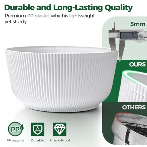 T4U 10 Inch Self Watering Pots for Indoor Plants, 2 Pack Large Plant Pots, Self Watering Planter for Indoor Plants, Durable Plastic Pots (2 Pack,10", White)