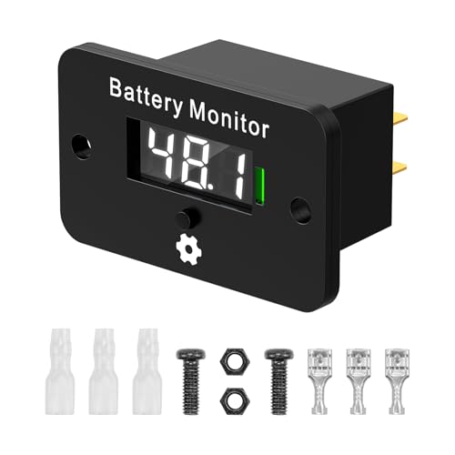 JDIAG BM280 Digital Battery Gauge for 12V-72V Lithium & Acid Batteries Waterproof LCD Display Battery Capacity Voltage Monitor Meter for Golf Cart (EZGO Club Car) Car RV and More
