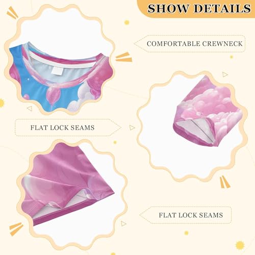 Bubbles Pink Clouds Boys Rash Guard Long Sleeve UPF 50+ Boys Swim Shirt Quick Dry Shirt for 3-12 Years3