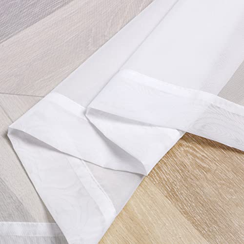 Image of Chyhomenyc Sheer Valances for Windows, Light Filtering Small Window Curtains for Living Room Bathroom Cafe Laundry Basement, Modern Top Dual Rod Pocket Voile Curtain, 59Wx14L inches, White, 2 Pieces