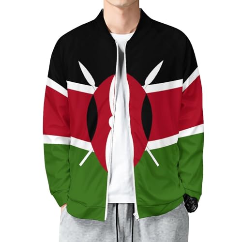 Fattyeery Men‘s Lightweight Jacket Kazakhstan Flag Casual for Men Sweatershirt Autumn Jackets