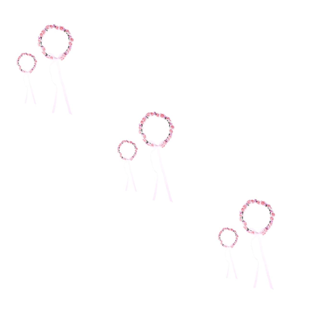 Girls accessories 6 sztuk ślubnego nakrycia głowy i bransoletki Girlanda do włosów i kwiatowa bransoletka Wianek i pętla na rękę Różowa Birthday Gift