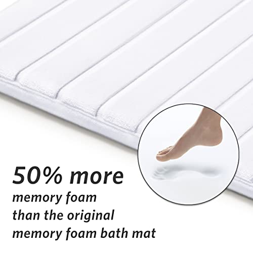 Microdry Softlux Charcoal Infused Memory Foam Bath Mats For Bathroom, Sheer Stripe Bathroom Rugs With Griptex Skid-Resistant Base, Ultra Absorbent Bath Mat, 17X24, Small, White #TOP4