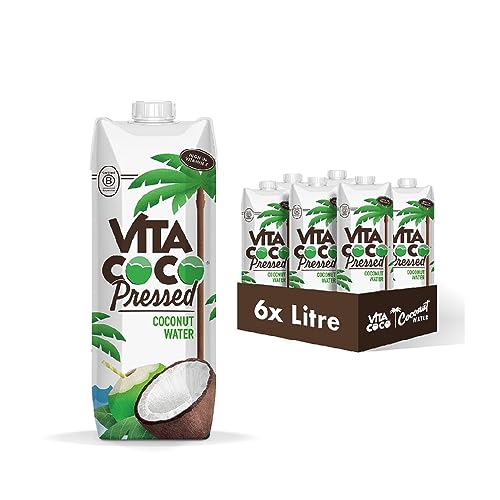 Vita Coco Pressed Coconut Water 1L x 6, Naturally Hydrating, Coconut Taste, Packed With Electrolytes, Gluten Free, Full Of Vitamin C & Potassium, Impossible To Hate