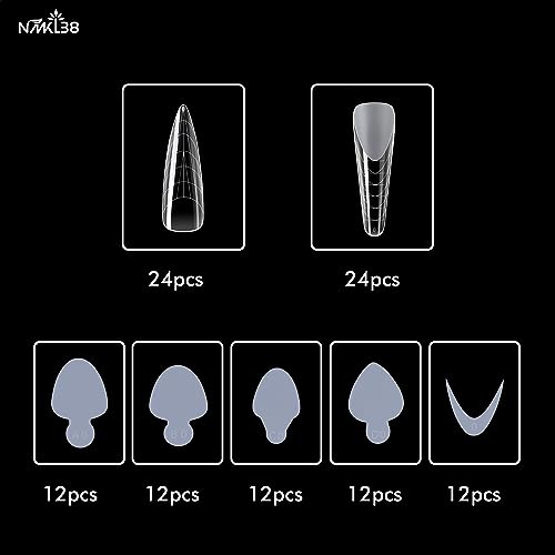 NMKL38 108 peças de unhas duplas de silicone forma francesa adesivos acrílico pontas de unhas de aqu