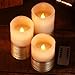 PAINISTIC qinxiang Flameless Candles Flickering LED Candles Set of 3 Ivory Real Wax Gold Trim Battery Operated Candles with 10-Key Remote and Cycling 24 Hours Timer,8541840865