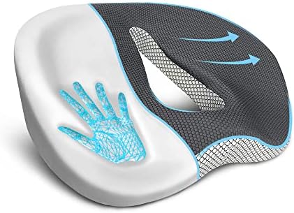 JINKEY Seat Cushion Memory Foam Car Seat Cushion Non-Slip Sciatica & Back Coccyx Tailbone Pain Relief Butt Pillow for Office Chair, Computer Desk, Wheelchair, Driving