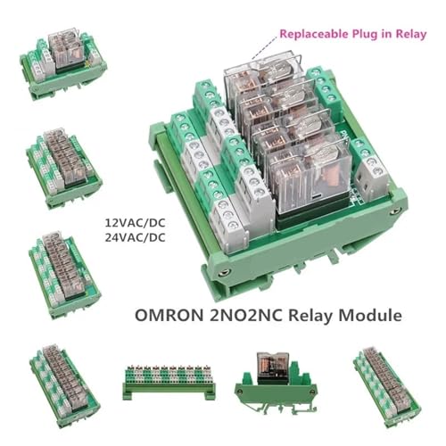 Module de relais PLC 24V 2NO 2NC rail DIN pour armoire électrique DPDT
